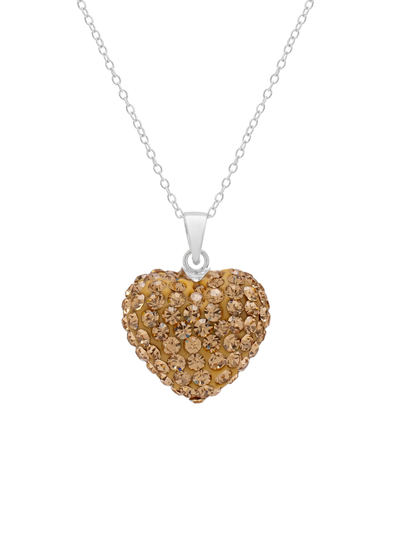 Dolce Giavonna Sterling Silver Gold Crystal Heart Pendant
