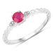 0.31 Carat Genuine Ruby and White Diamond 14K White Gold Ring