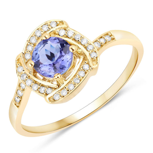 0.55 Genuine Tanzanite & White Diamond 14K Yellow Gold Ring