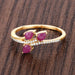 0.68 Carat Genuine Ruby & White Diamond 14K Yellow Gold Ring