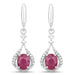 0.70 Ct Genuine Ruby & White Diamond 14K White Gold Earrings