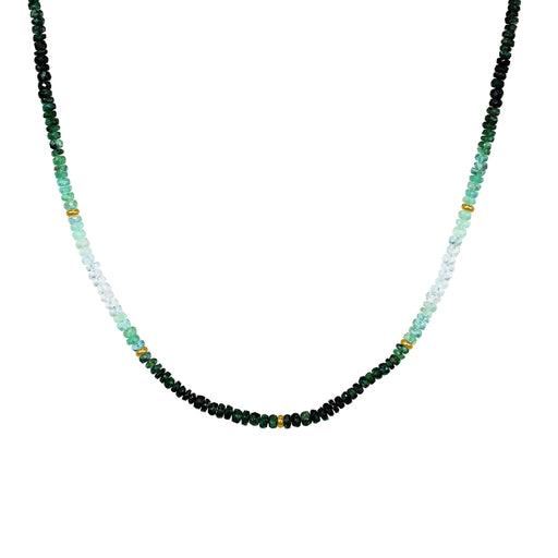 14k Emerald Gold Roundel Necklace 17"/18" - leathersilkmore.com