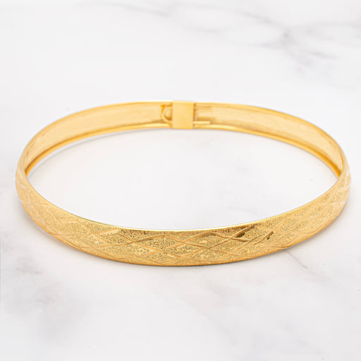 14K Gold Over Sterling Silver Textured Bangle Bracelet