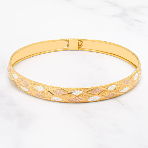 14K Gold Over Sterling Silver Tri Color Bangle Bracelet