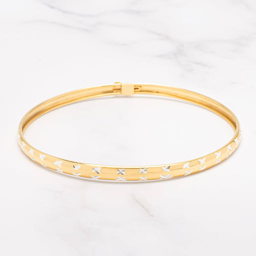 14K Gold Over Sterling Silver X Cut Bangle Bracelet