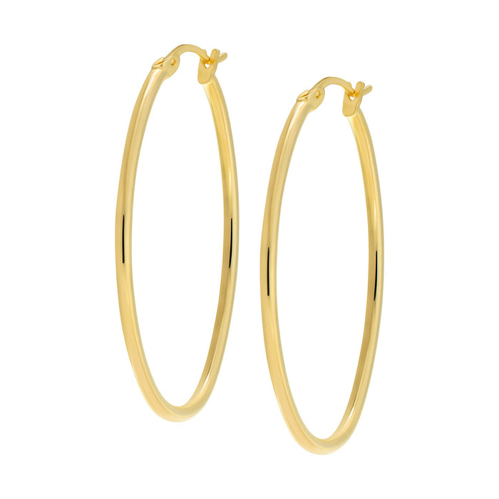 14K Sterling Silver Oval Hoop Earrings