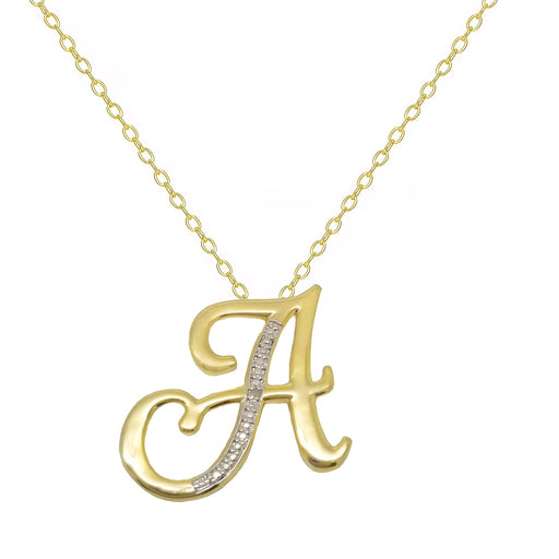 14K Yellow Gold Plated Diamond Accent Initial Pendant-A