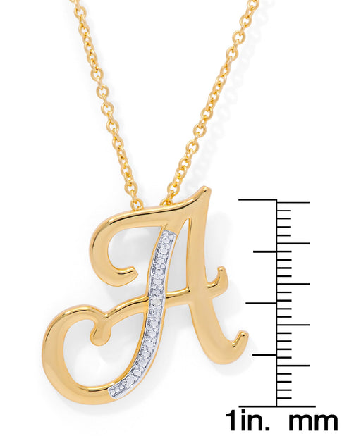 14K Yellow Gold Plated Diamond Accent Initial Pendant-A