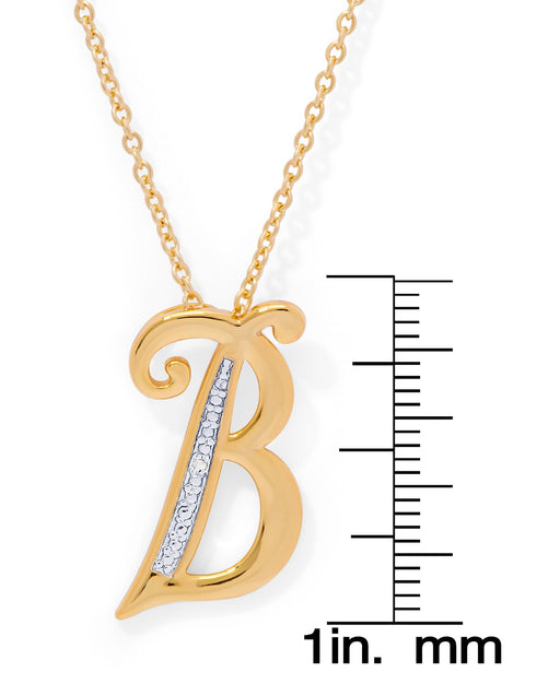 14K Yellow Gold Plated Diamond Accent Initial Pendant-B