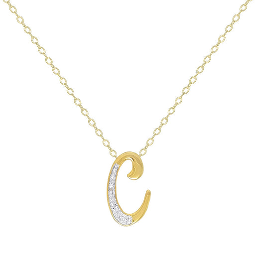 14K Yellow Gold Plated Diamond Accent Initial Pendant-C