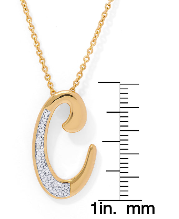 14K Yellow Gold Plated Diamond Accent Initial Pendant-C