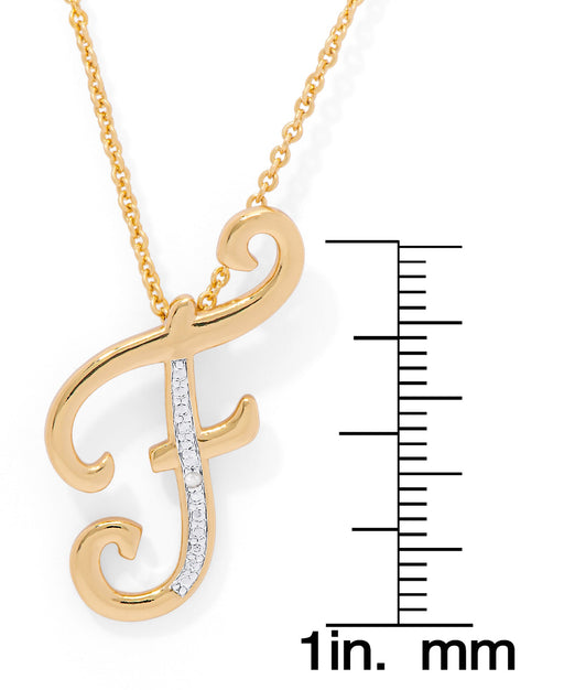 14K Yellow Gold Plated Diamond Accent Initial Pendant-F