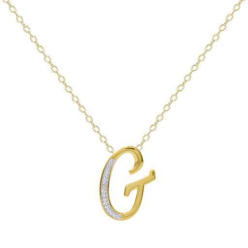 14K Yellow Gold Plated Diamond Accent Initial Pendant-G