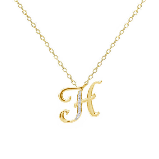 14K Yellow Gold Plated Diamond Accent Initial Pendant-H