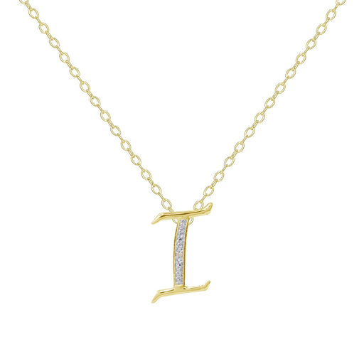 14K Yellow Gold Plated Diamond Accent Initial Pendant-I