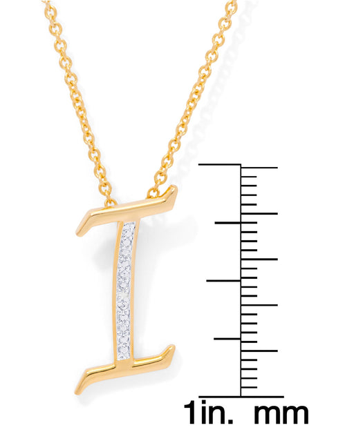 14K Yellow Gold Plated Diamond Accent Initial Pendant-I