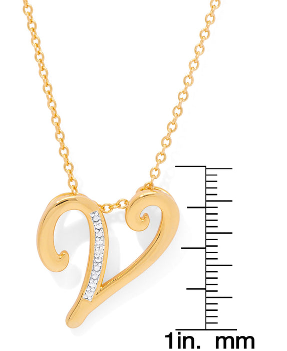 14K Yellow Gold Plated Diamond Accent Initial Pendant-V