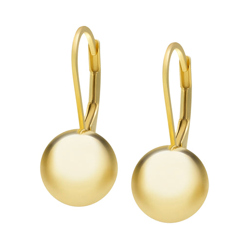 14k Over Sterling Silver Ball Leaverback Earring