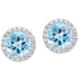 Sterling Silver Cubic Zirconia & Gemstone Blue Topaz Round Halo Stud Earrings - leathersilkmore.com