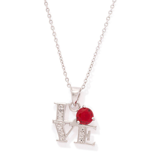 Sterling Silver Love Lab Ruby Gemstone Pendant - leathersilkmore.com