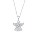 Sterling Silver Gemstone Blue Topaz & CZ Angel Pendant - leathersilkmore.com