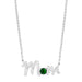 Sterling Silver Lab Gemstone Emerald "mom" Necklace - leathersilkmore.com