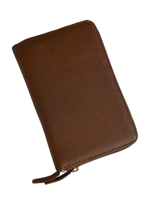 Cambridge Double Zipper Full Grain Leather Wallet, Mens Wallet