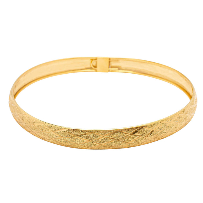 14K Gold Over Sterling Silver Textured Bangle Bracelet