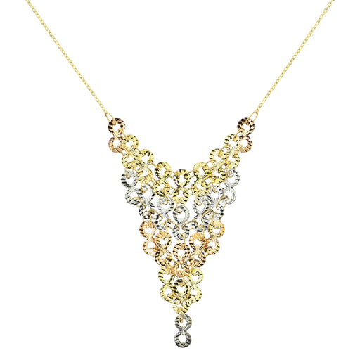 Séchic 14k Rose, White & Yellow Gold Infinity Netted 3 Tone Necklace 18" - leathersilkmore.com