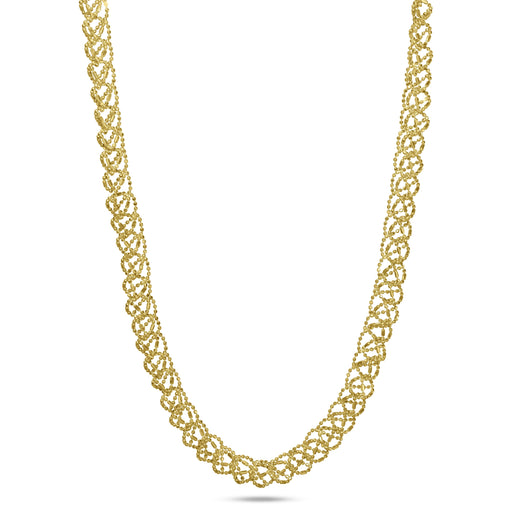 Séchic 14k Fancy Beaded Mesh Chain Necklace 17" - leathersilkmore.com