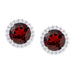 Silver Plated Round Simulated Garnet & CZ Halo Stud Earrings - leathersilkmore.com