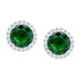 Silver Plated Round Simulated Emerald & CZ Halo Stud Earrings - leathersilkmore.com