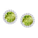 Silver Plated Round Simulated Peridot & CZ Halo Stud Earrings - leathersilkmore.com