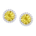 Silver Plated Round Simulated Citrine & CZ Halo Stud Earrings - leathersilkmore.com