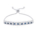 Simulated Sapphire and Cubic Zirconia Adjustable Bolo Bracelet in Fine Silver Plate - leathersilkmore.com