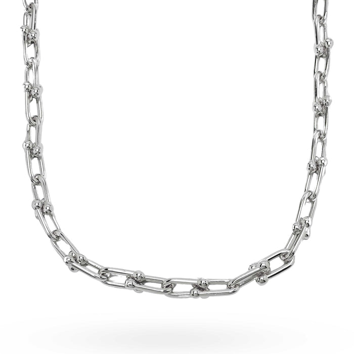 Silver Plated Thick Ball Paperclip Link Necklace