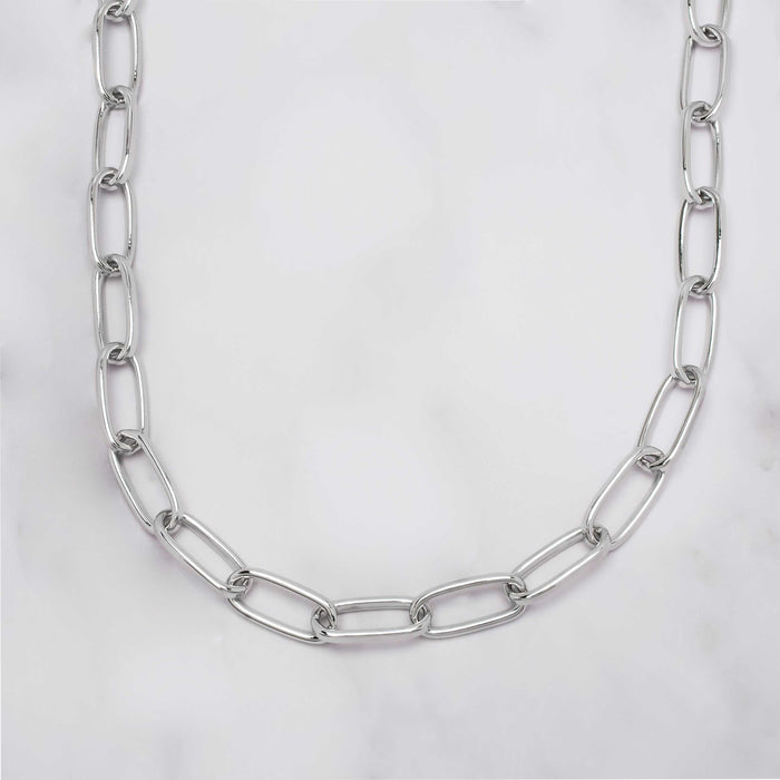 Silver Plated Thick Paperclip Link Necklace