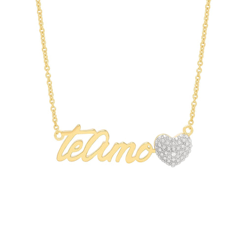Diamond Accent Te Amo Heart 18'' Necklace in 14k Gold Plated