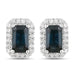 Genuine Blue Sapphire and White Diamond 14K White Earrings