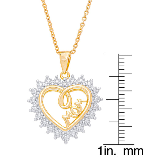 Gold Plated Diamond Accent 'Mom' Heart Pendant With An 18" Chain