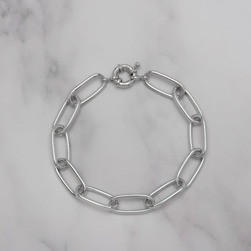 Silver Plated Smooth Paperclip Link Bracelet - Leathersilkmore.com