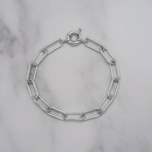 Silver Plated Thin Paperclip Link Bracelet - Leathersilkmore.com