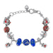 Silver Plated Red/Blue Christmas Charm Bracelet - leathersilkmore.com