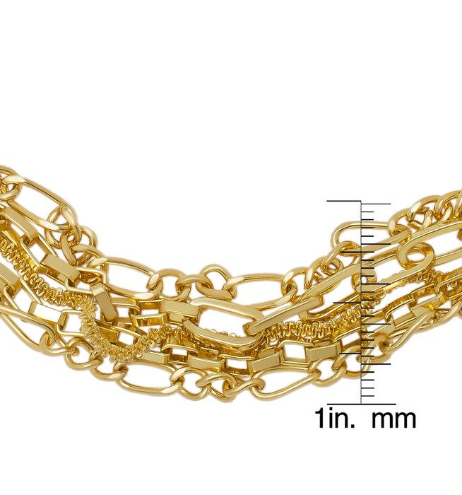 Yellow Gold Plated 5 Row Link Bracelet