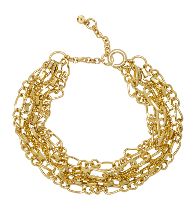 Yellow Gold Plated 5 Row Link Bracelet