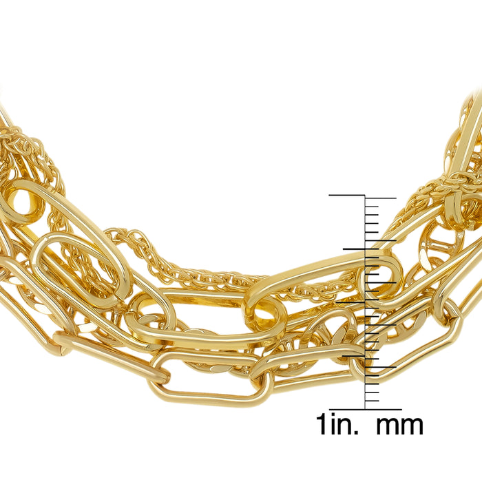 Yellow Gold Plated 4 Row  Link Bracelet