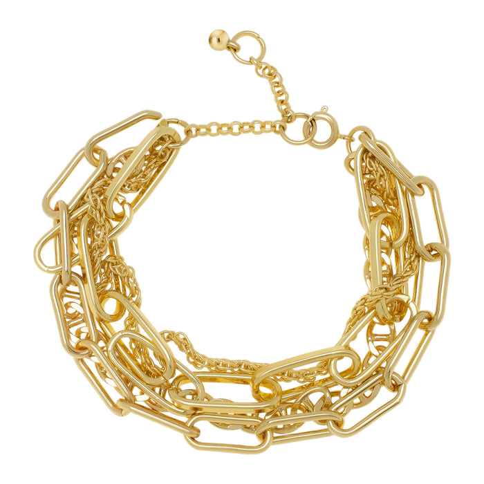 Yellow Gold Plated 4 Row  Link Bracelet