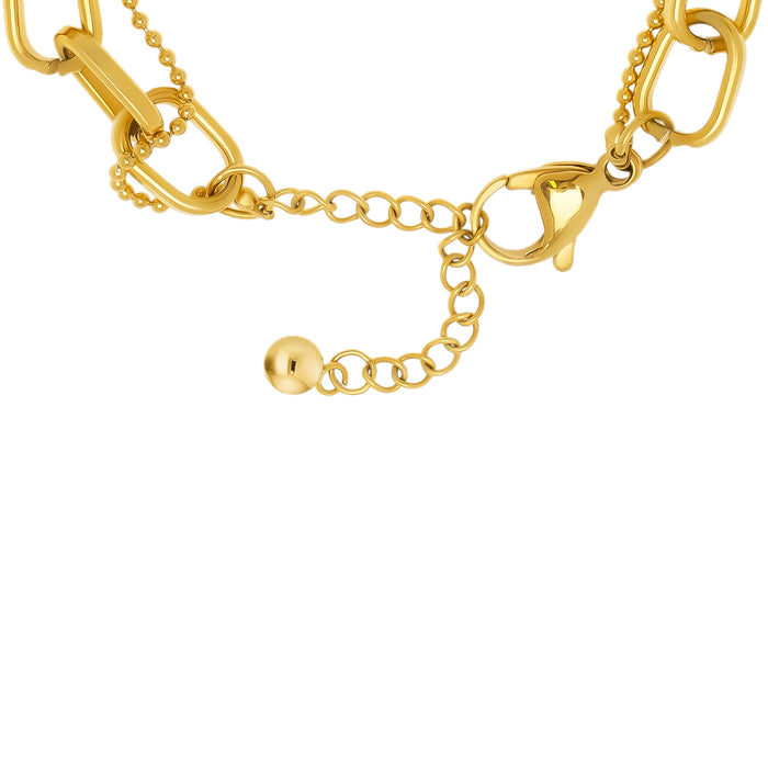 Yellow Gold Plated Heart Medium Link Bracelet