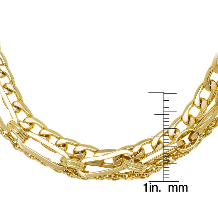 Yellow Gold Plated 4 Row Large Link Bracelet