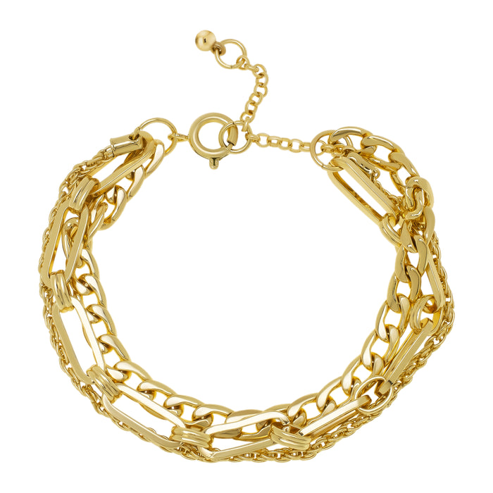 Yellow Gold Plated 4 Row Large Link Bracelet